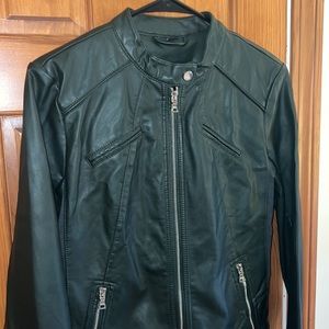 GUESS Faux Leather Scuba Jacket in Hunter Green